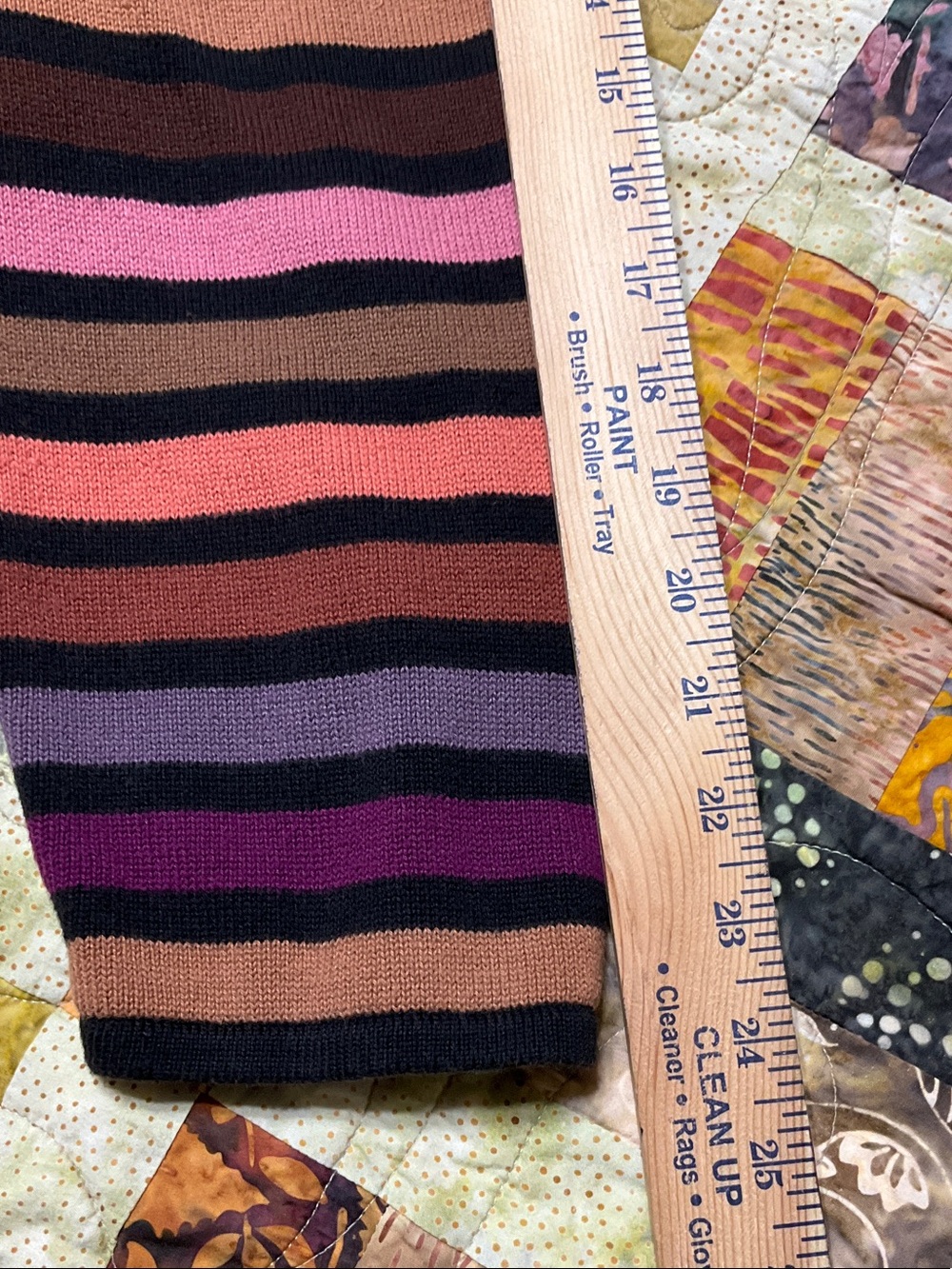 Bob Mackie Brown Cardigan with Multicolor Striped Sleeves - Picture 10 of 11